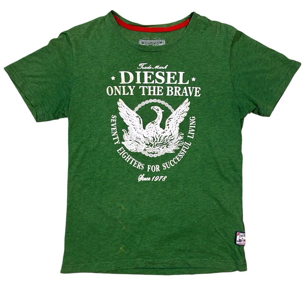 DIESEL Y2K Vintage 90's Pleasure Wear Only The Brave Graphic Tee Green Women's L